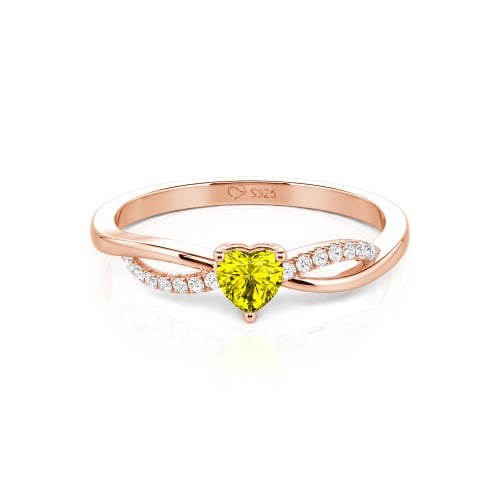Jeulia Custom Two Tone Twist Heart Promise Ring