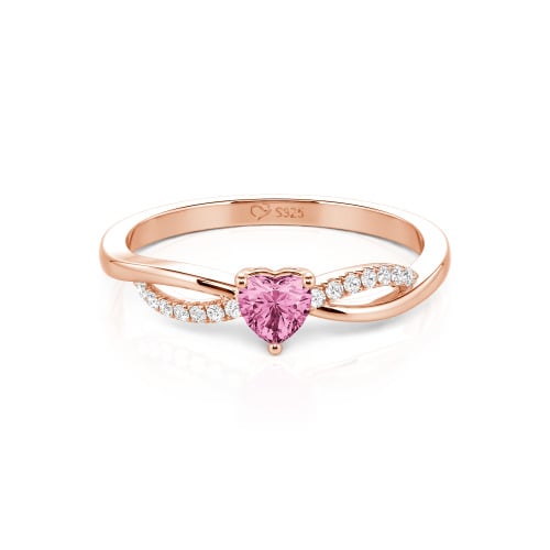 Jeulia Custom Two Tone Twist Heart Promise Ring