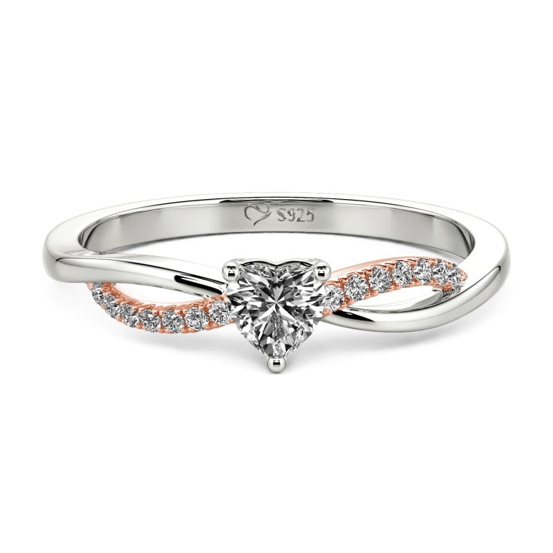 Jeulia Custom Two Tone Twist Heart Promise Ring