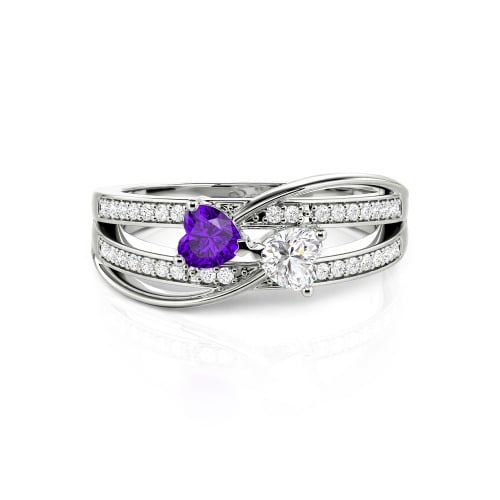 Jeulia Custom Twist Double Heart Bow Ring Sterling Silver