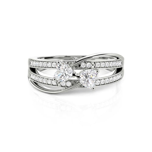 Jeulia Custom Twist Double Heart Bow Ring Sterling Silver