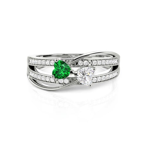 Jeulia Custom Twist Double Heart Bow Ring Sterling Silver
