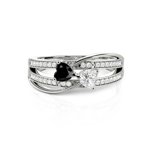 Jeulia Custom Twist Double Heart Bow Ring Sterling Silver