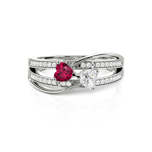 Jeulia Custom Twist Double Heart Bow Ring Sterling Silver