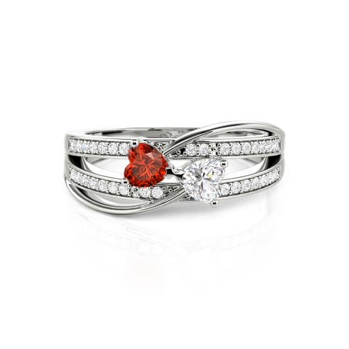 Jeulia Custom Twist Double Heart Bow Ring Sterling Silver