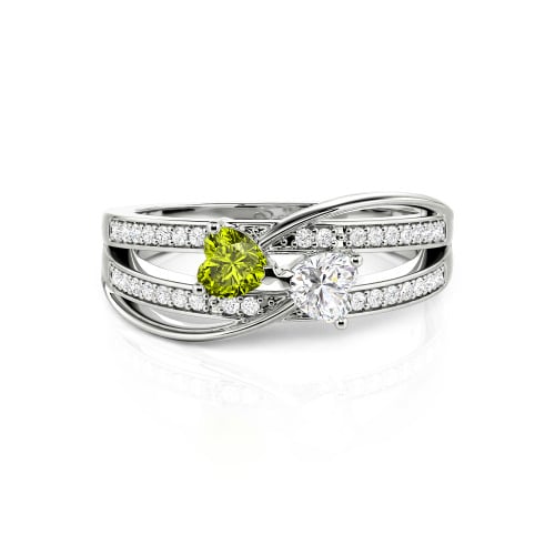 Jeulia Custom Twist Double Heart Bow Ring Sterling Silver