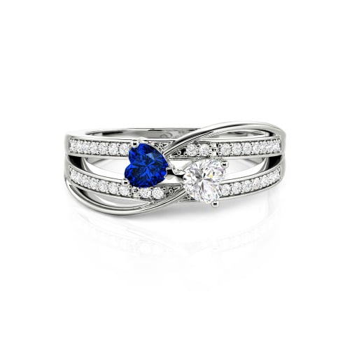 Jeulia Custom Twist Double Heart Bow Ring Sterling Silver