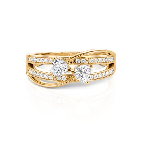 Jeulia Custom Twist Double Heart Bow Ring Sterling Silver