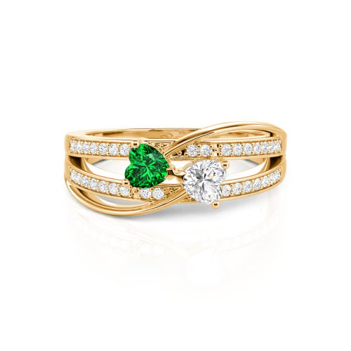 Jeulia Custom Twist Double Heart Bow Ring Sterling Silver