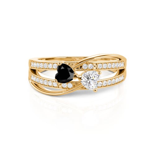 Jeulia Custom Twist Double Heart Bow Ring Sterling Silver