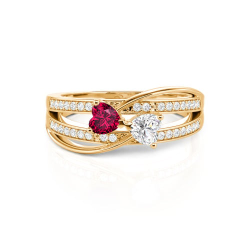 Jeulia Custom Twist Double Heart Bow Ring Sterling Silver