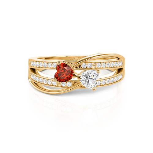 Jeulia Custom Twist Double Heart Bow Ring Sterling Silver