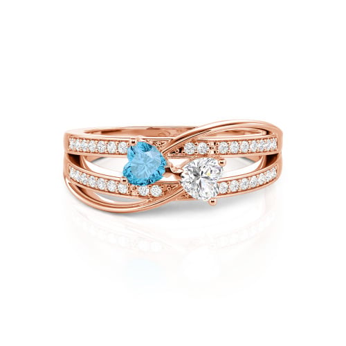 Jeulia Custom Twist Double Heart Bow Ring Sterling Silver