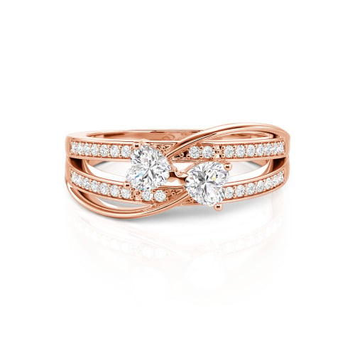 Jeulia Custom Twist Double Heart Bow Ring Sterling Silver