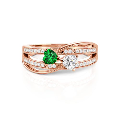 Jeulia Custom Twist Double Heart Bow Ring Sterling Silver
