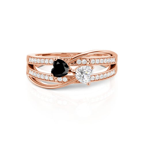 Jeulia Custom Twist Double Heart Bow Ring Sterling Silver