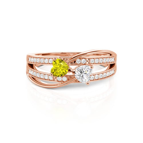 Jeulia Custom Twist Double Heart Bow Ring Sterling Silver