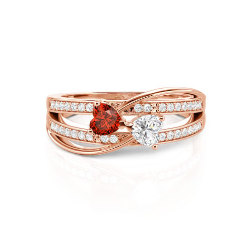 Jeulia Custom Twist Double Heart Bow Ring Sterling Silver