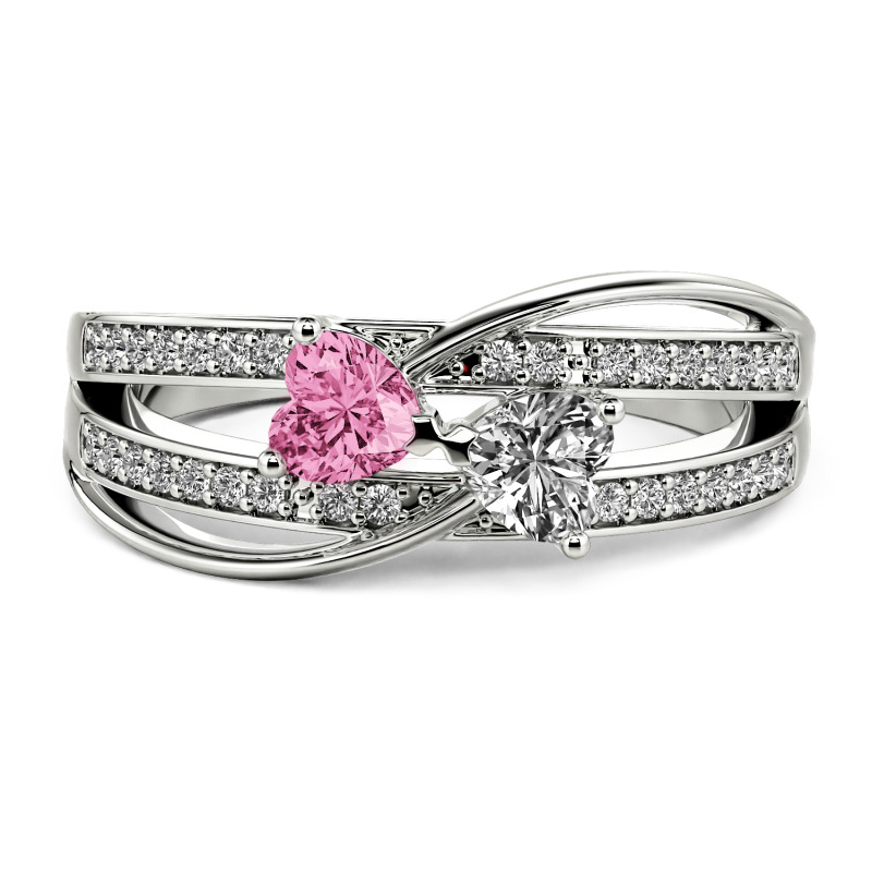 Jeulia Custom Twist Double Heart Bow Ring Sterling Silver