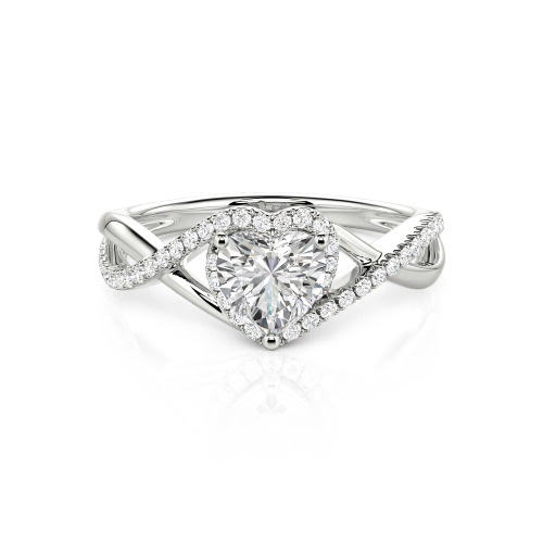 Jeulia Custom Twisted Halo Heart Shaped Engagement Ring