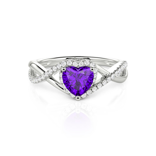 Jeulia Custom Twisted Halo Heart Shaped Engagement Ring