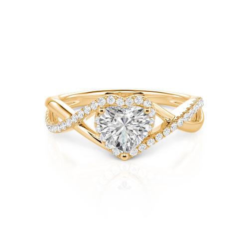 Jeulia Custom Twisted Halo Heart Shaped Engagement Ring