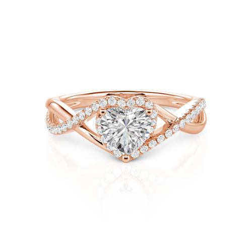 Jeulia Custom Twisted Halo Heart Shaped Engagement Ring