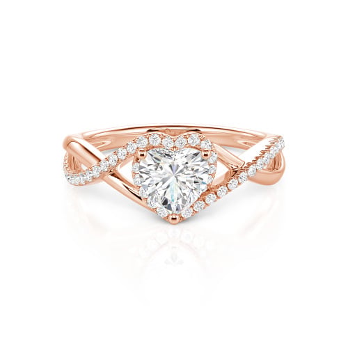 Jeulia Custom Twisted Halo Heart Shaped Engagement Ring