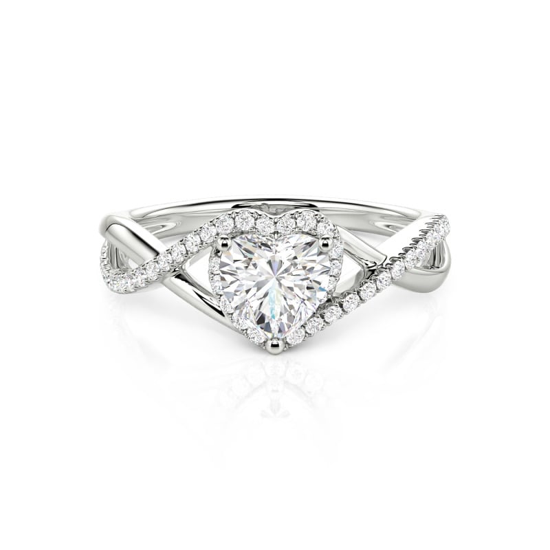 Jeulia Bague de Fiançailles Halo Cœur Torsadé Personnalisée en Forme de Cœur