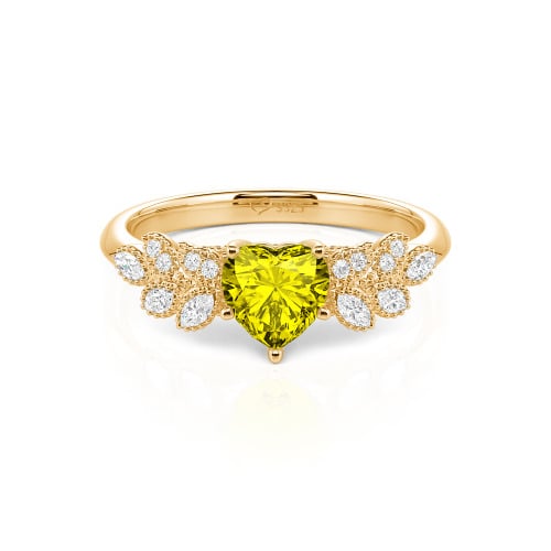 Jeulia Olivetta Custom Heart Ring with Leaf Accents