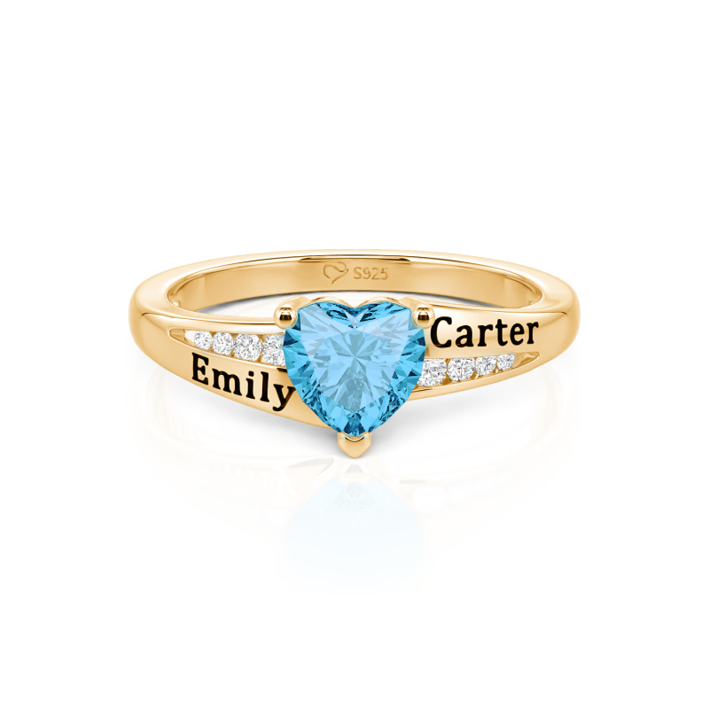Jeulia Custom Engraved Heart Shaped Engagement Ring