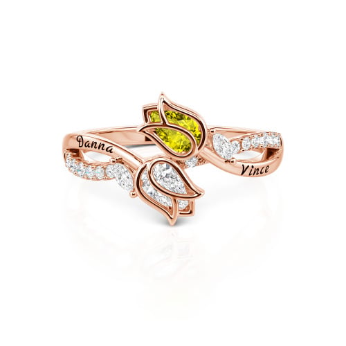 Jeulia Custom Blossom Tulip Engagement Ring With Engraving