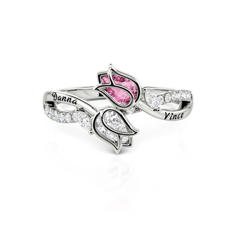 Jeulia Personalisierter Verlobungsring mit Tulpenblüte und Gravur