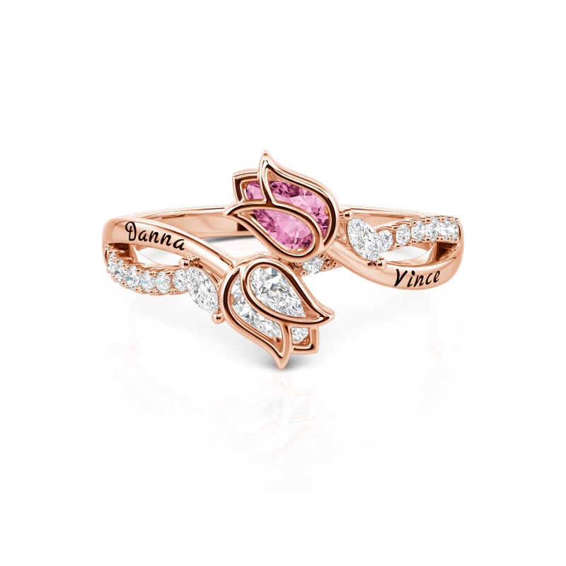 Jeulia Custom Blossom Tulip Engagement Ring With Engraving