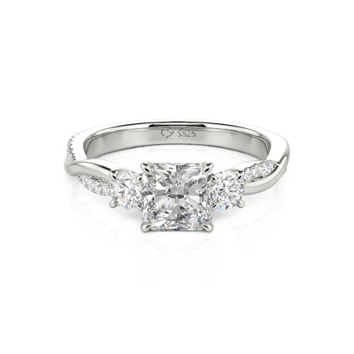 Jeulia Custom Three Stone Princess Cut Engagement Ring