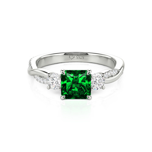 Jeulia Custom Three Stone Princess Cut Engagement Ring