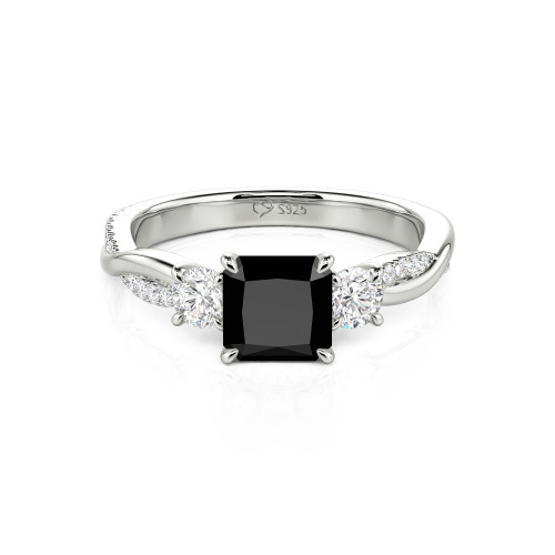 Jeulia Custom Three Stone Princess Cut Engagement Ring