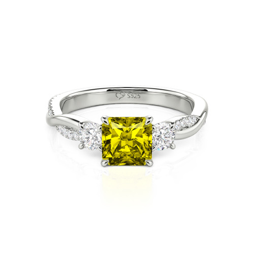 Jeulia Custom Three Stone Princess Cut Engagement Ring