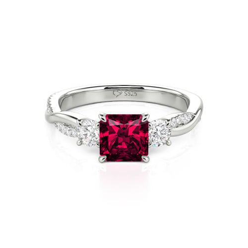 Jeulia Custom Three Stone Princess Cut Engagement Ring