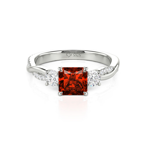 Jeulia Custom Three Stone Princess Cut Engagement Ring