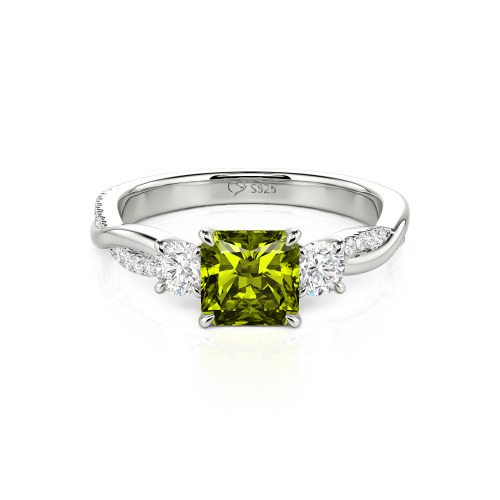 Jeulia Custom Three Stone Princess Cut Engagement Ring