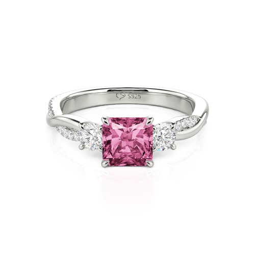 Jeulia Custom Three Stone Princess Cut Engagement Ring