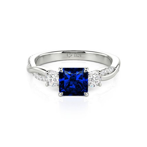 Jeulia Custom Three Stone Princess Cut Engagement Ring