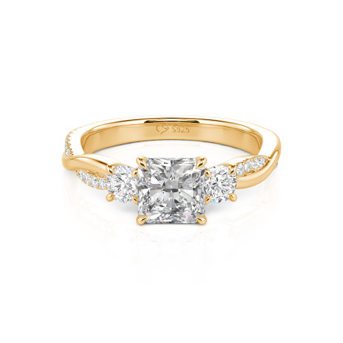 Jeulia Custom Three Stone Princess Cut Engagement Ring