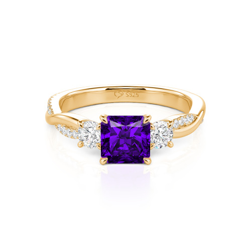 Jeulia Custom Three Stone Princess Cut Engagement Ring