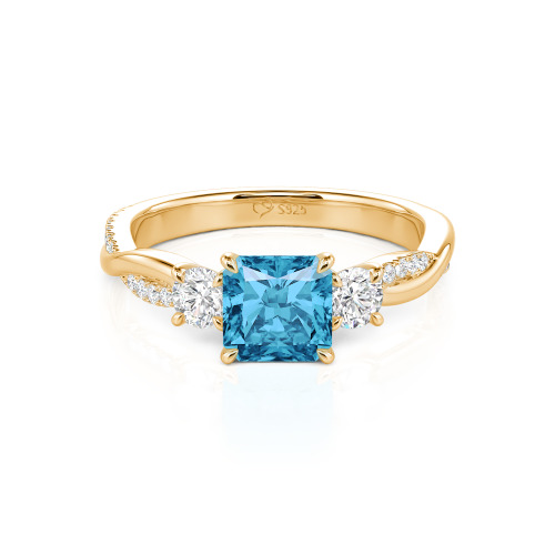 Jeulia Custom Three Stone Princess Cut Engagement Ring