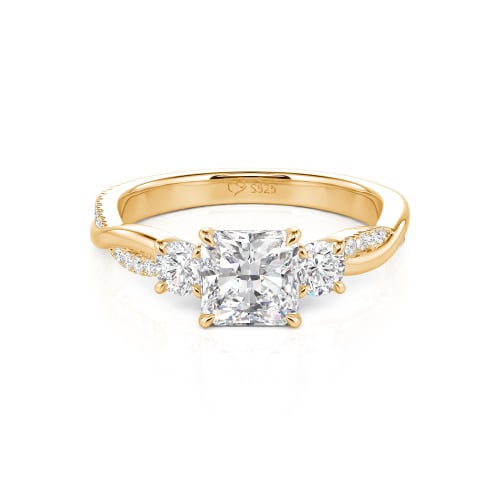 Jeulia Custom Three Stone Princess Cut Engagement Ring