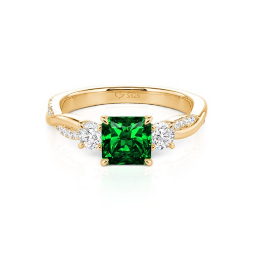 Jeulia Custom Three Stone Princess Cut Engagement Ring
