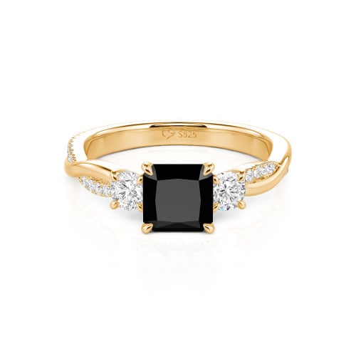Jeulia Custom Three Stone Princess Cut Engagement Ring