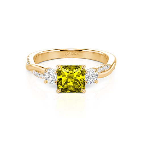 Jeulia Custom Three Stone Princess Cut Engagement Ring